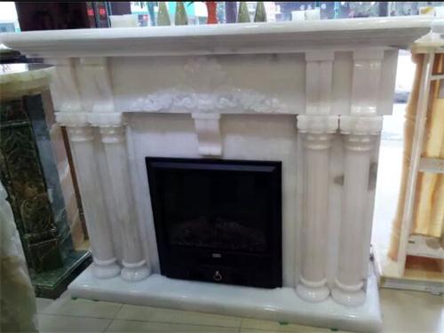 White Onyx Western Fireplace 